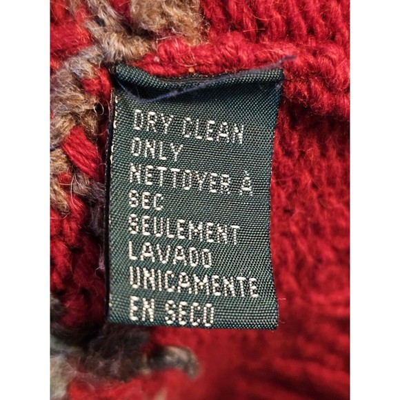 RALPH LAUREN Vintage Handknit Wool Quarter Zip Nordic Snowflake Winter Sweater S - Picture 7 of 7